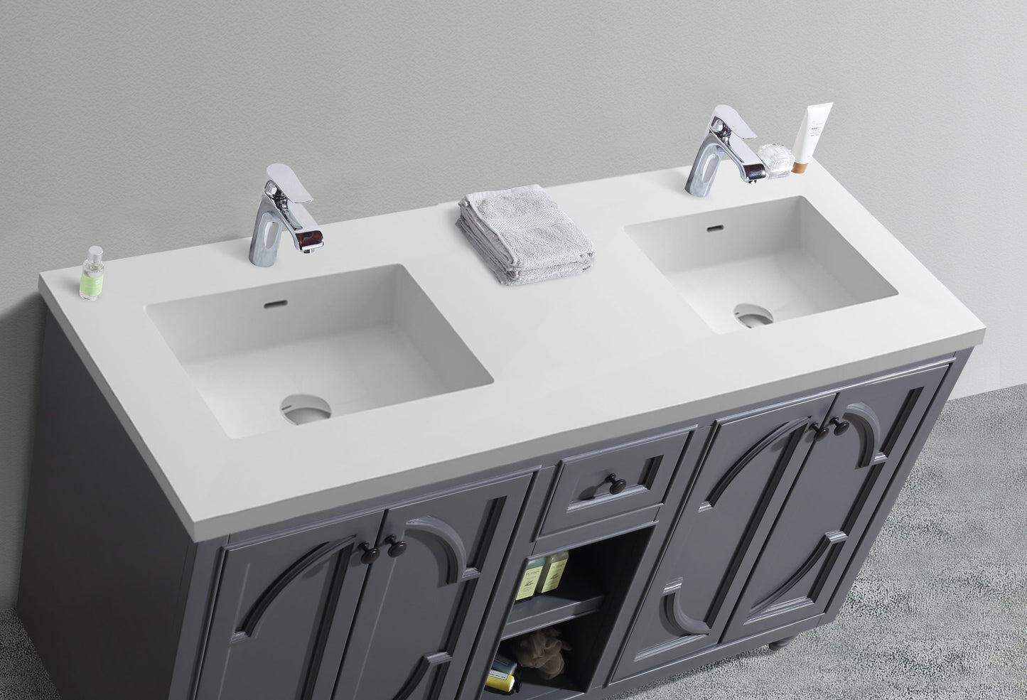 Laviva Odyssey 60" Maple Grey Double Sink Bathroom Vanity Set