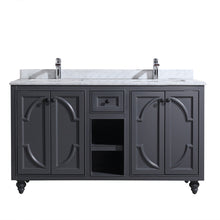 Load image into Gallery viewer, Laviva Odyssey 60&quot; Maple Grey Double Sink Bathroom Vanity Set White Marble Contertop