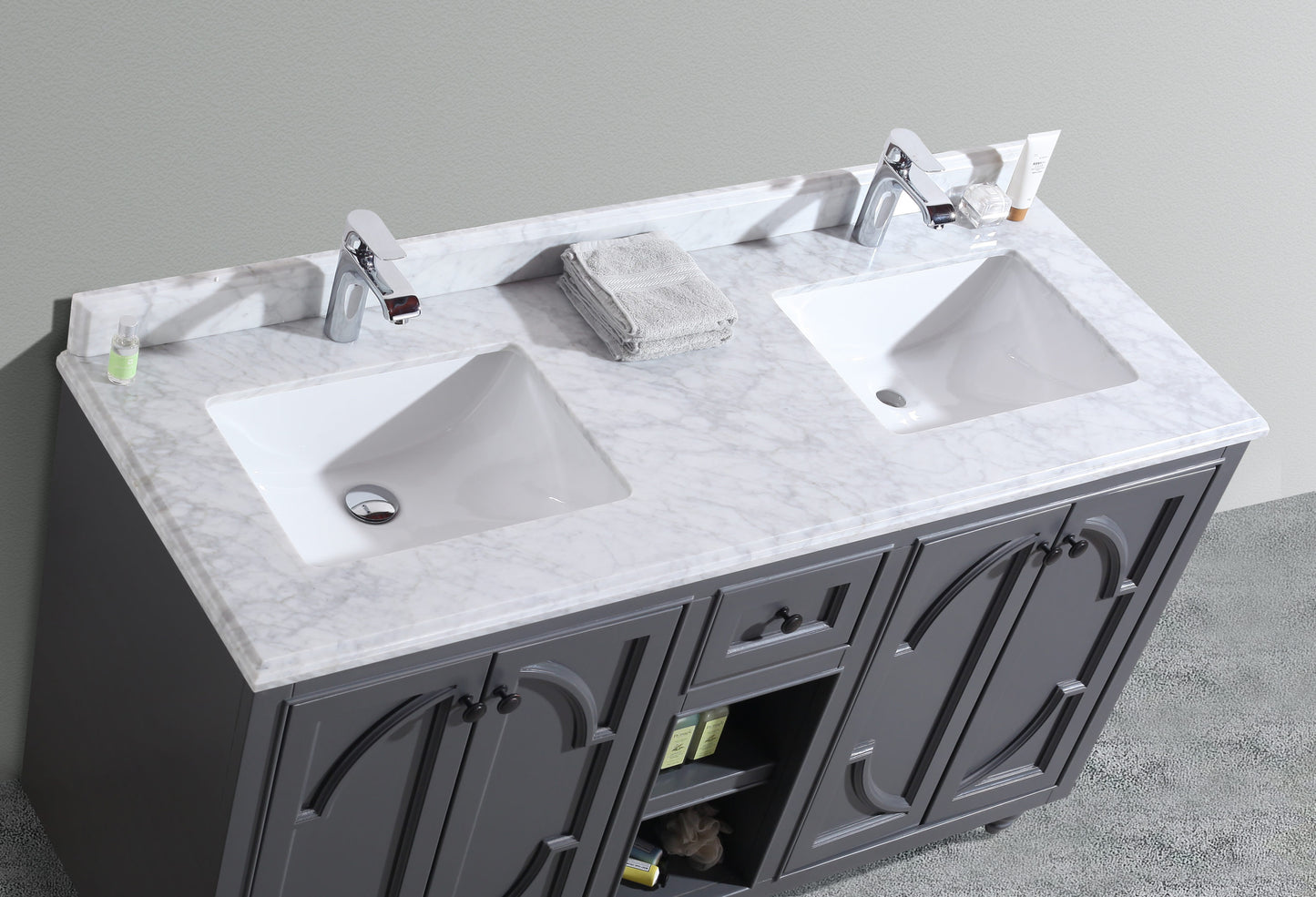 Laviva Odyssey 60" Maple Grey Double Sink Bathroom Vanity Set