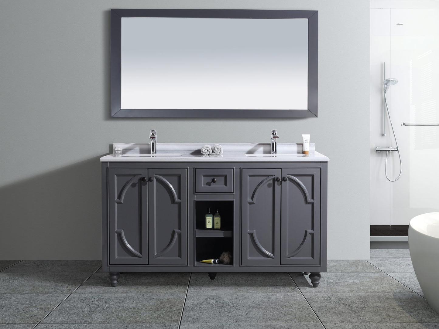 Laviva Odyssey 60" Maple Grey Double Sink Bathroom Vanity Set