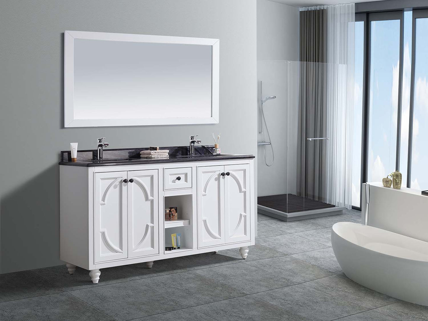 Laviva Odyssey 60" White Double Sink Bathroom Vanity Set