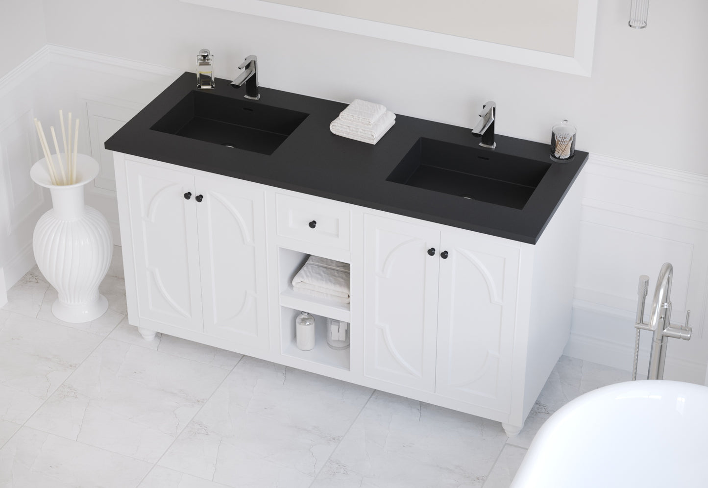 Laviva Odyssey 60" White Double Sink Bathroom Vanity Set