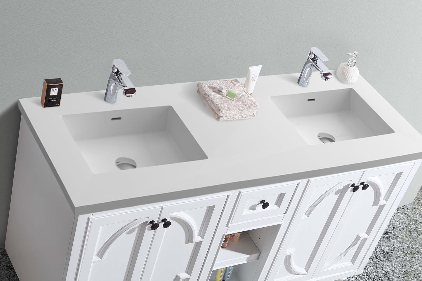 Laviva Odyssey 60" White Double Sink Bathroom Vanity Set