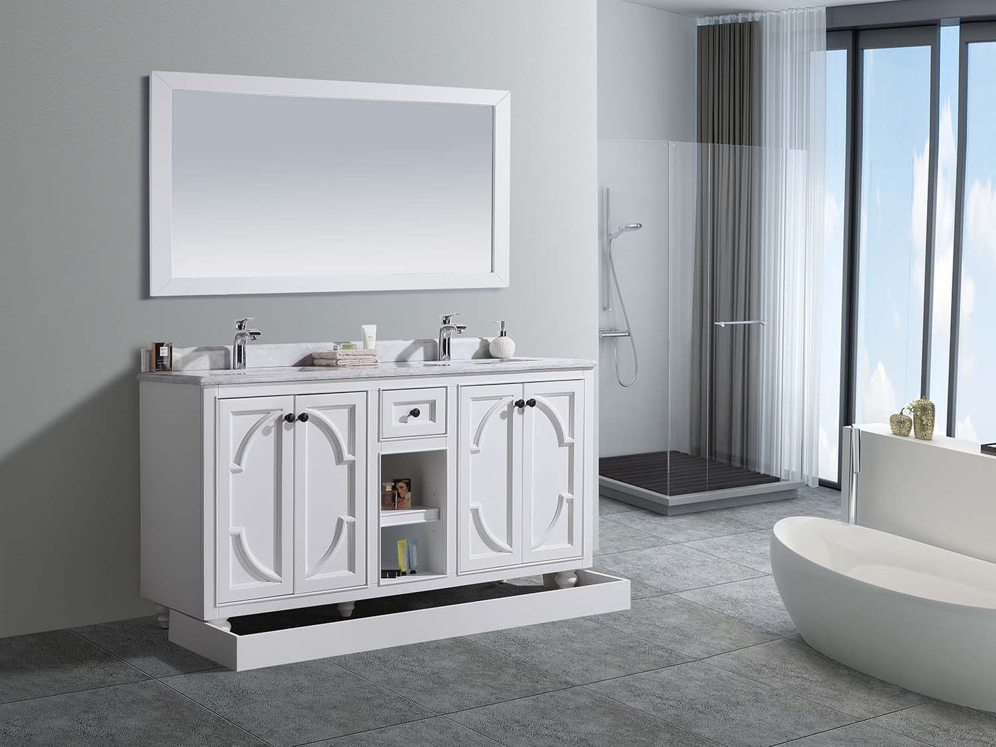 Laviva Odyssey 60" White Double Sink Bathroom Vanity Set