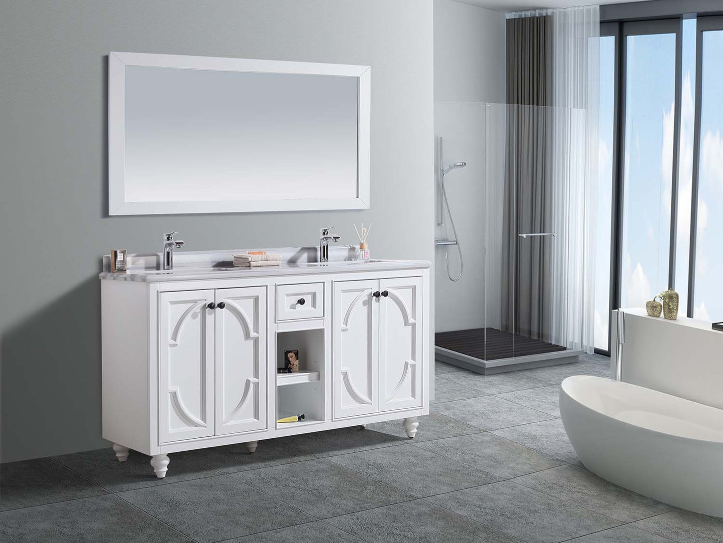 Laviva Odyssey 60" White Double Sink Bathroom Vanity Set