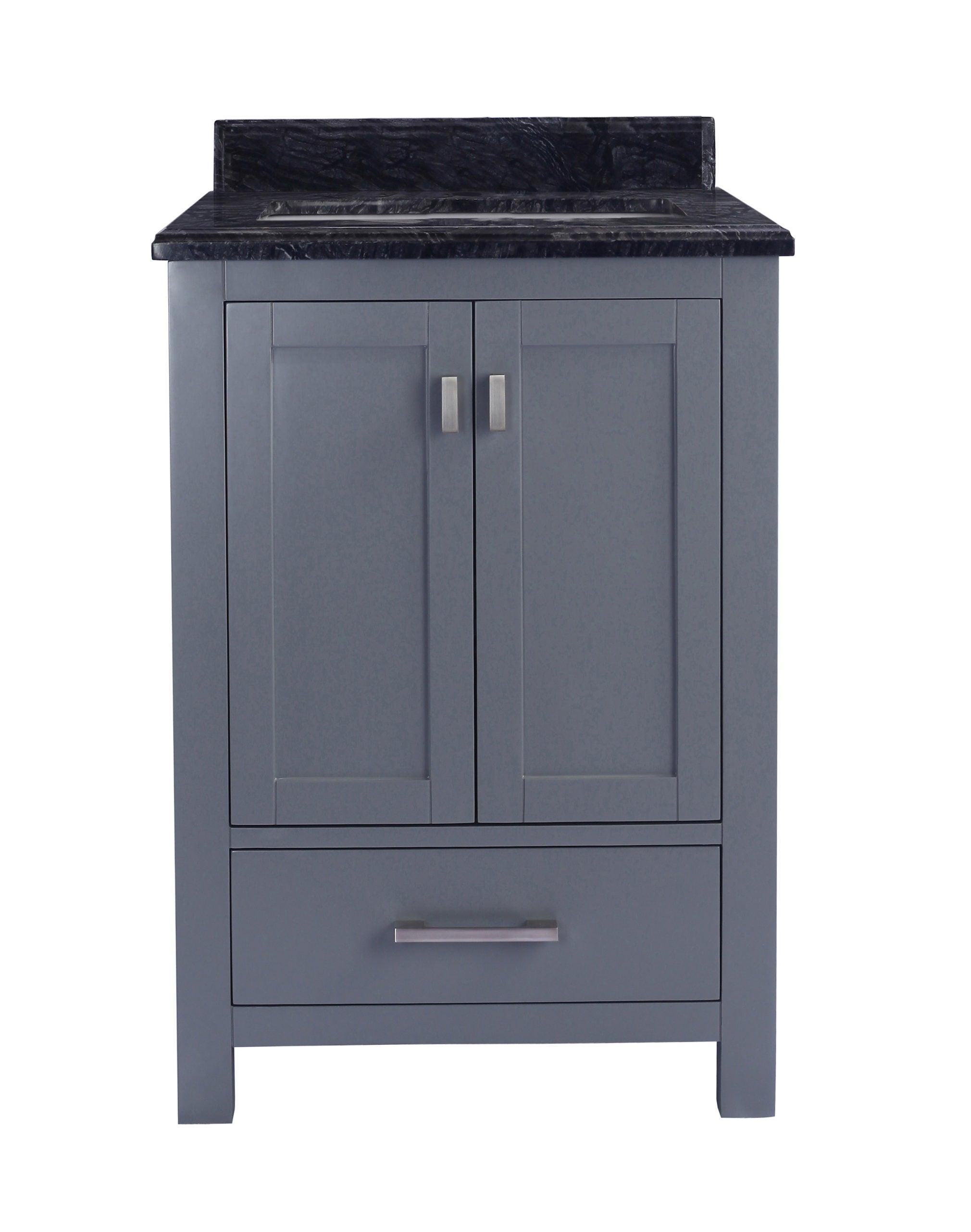 Wilson 313ANG-24G-BW Grey Bath Vanity, Black Top, 24"
