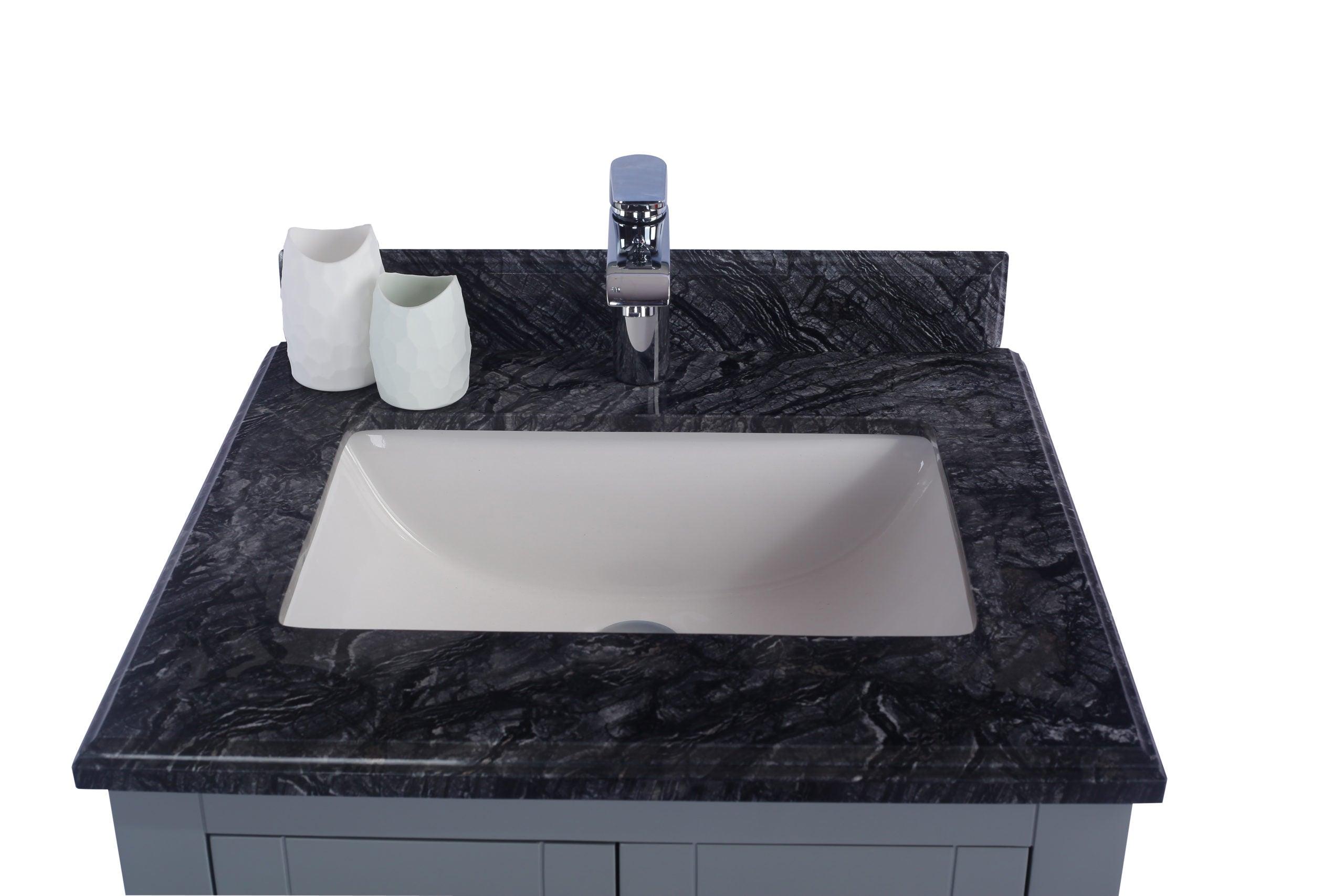 Wilson 313ANG-24G-BW Grey Bath Vanity, Black Marble Top, 24" up