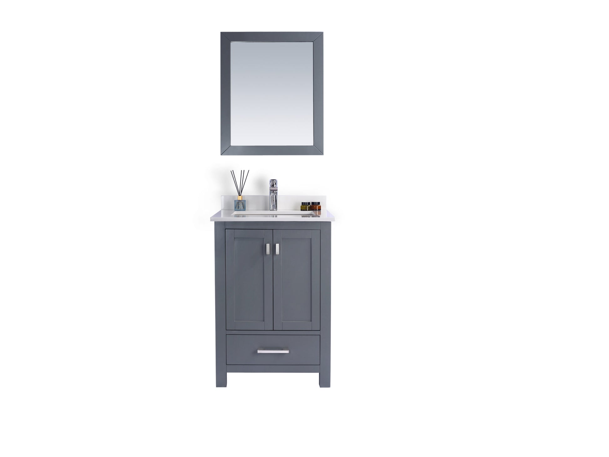 Wilson Grey Bath Vanity White Carrara 313ANG-24G-WQ, 24"