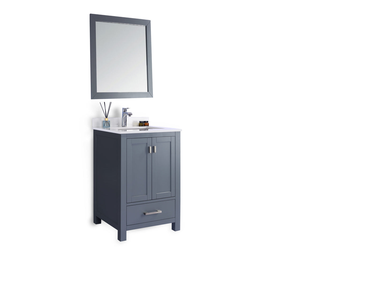 Wilson Grey Bath Vanity White Carrara 313ANG-24G-WQ, 24" side