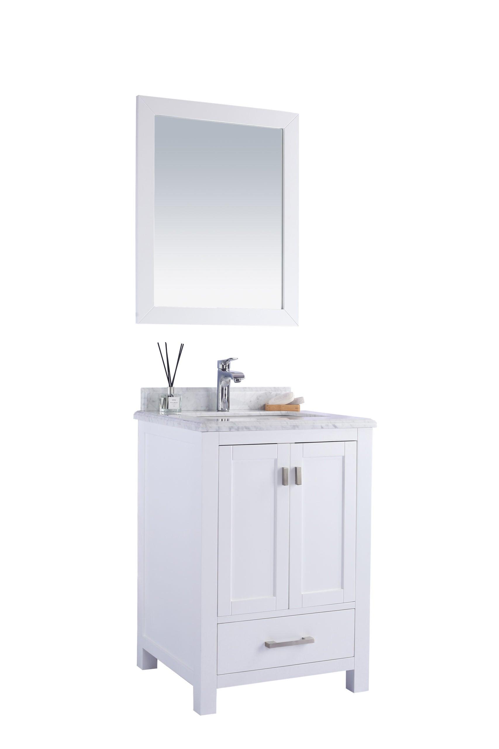 Wilson White Bath Vanity White Carrara 313ANG-24W-WC 24" side
