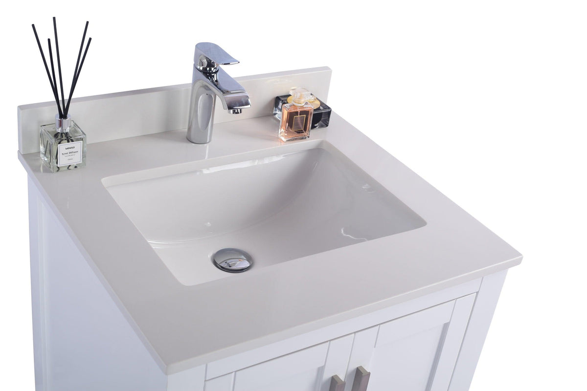 Wilson White Bath Vanity White Quartz top 313ANG-24W-WQ 24" up