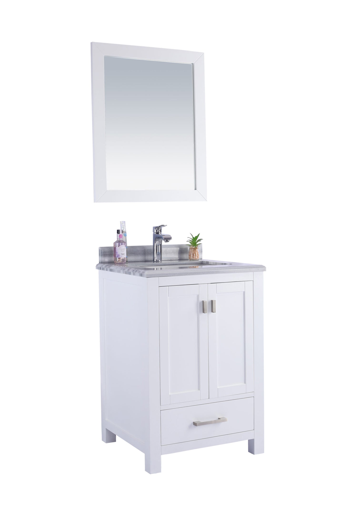 Wilson White Bath Vanity White Quartz top 313ANG-24W-WS 24" side