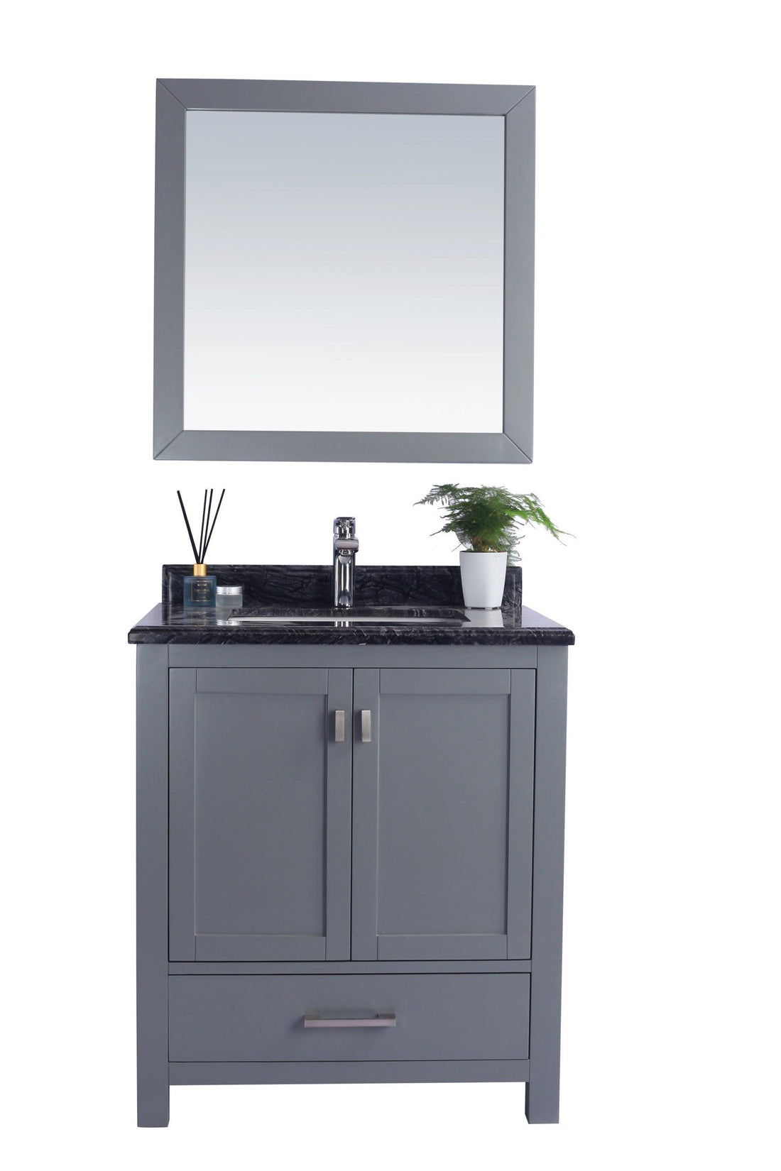 Wilson 313ANG-24G-BW Grey Bath Vanity, Black Top, 24"