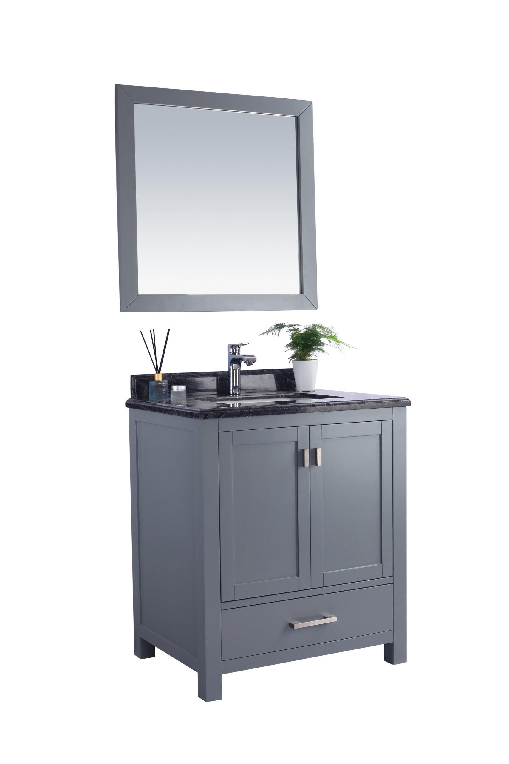 Wilson 313ANG-30G-BW Grey Bath Vanity, Black Marble Top, 30" side