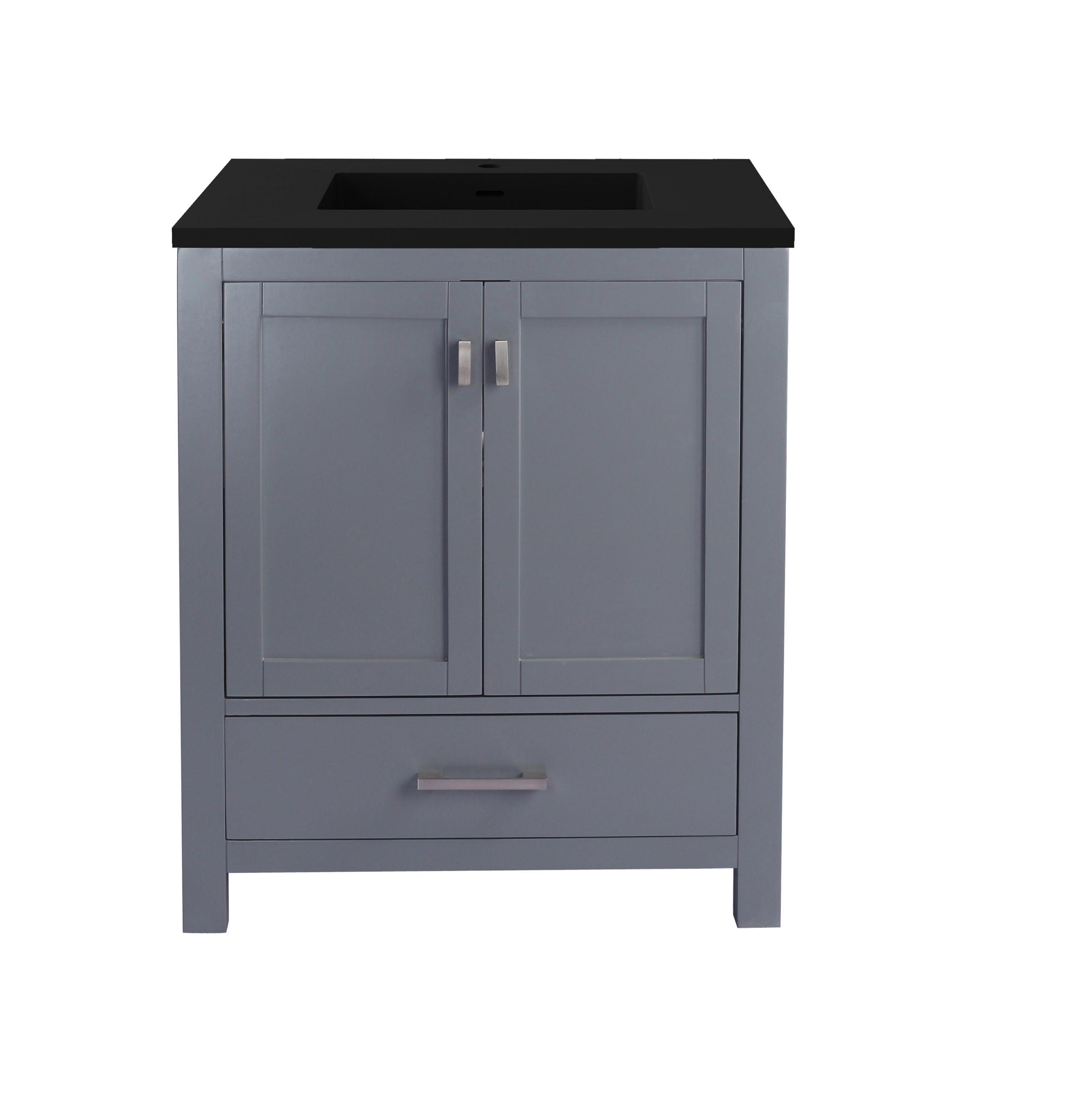 Laviva Wilson, Grey Bath Vanity Matte Black Stone 30" 313ANG-30G-MB