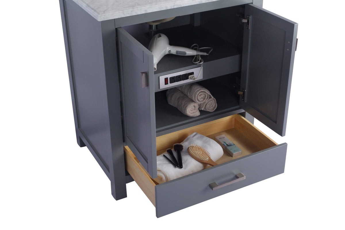Laviva Wilson, Grey Bath Vanity Matte Black Stone 30" 313ANG-30G-MB open