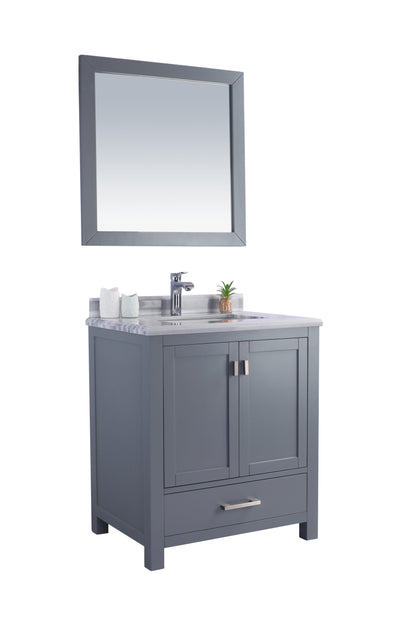 Wilson Grey Bath Vanity White Stripes Top 313ANG-30G-WS 30" side