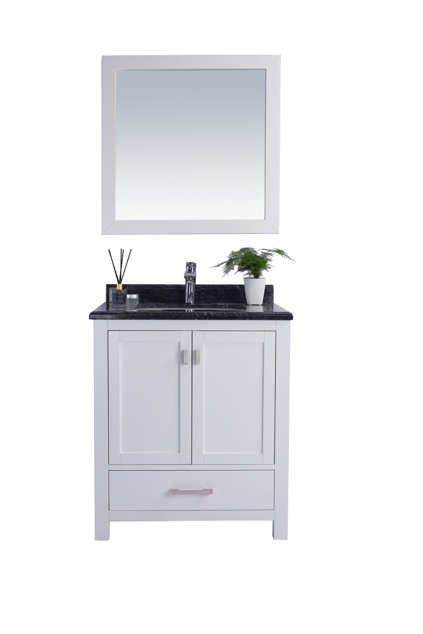 Wilson White Bath Vanity Black Marble Top 313ANG-30W-BW 30"