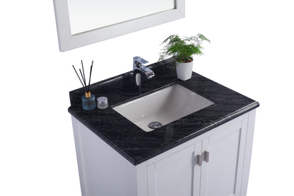 Wilson White Bath Vanity Black Marble Top 313ANG-30W-BW 30" up