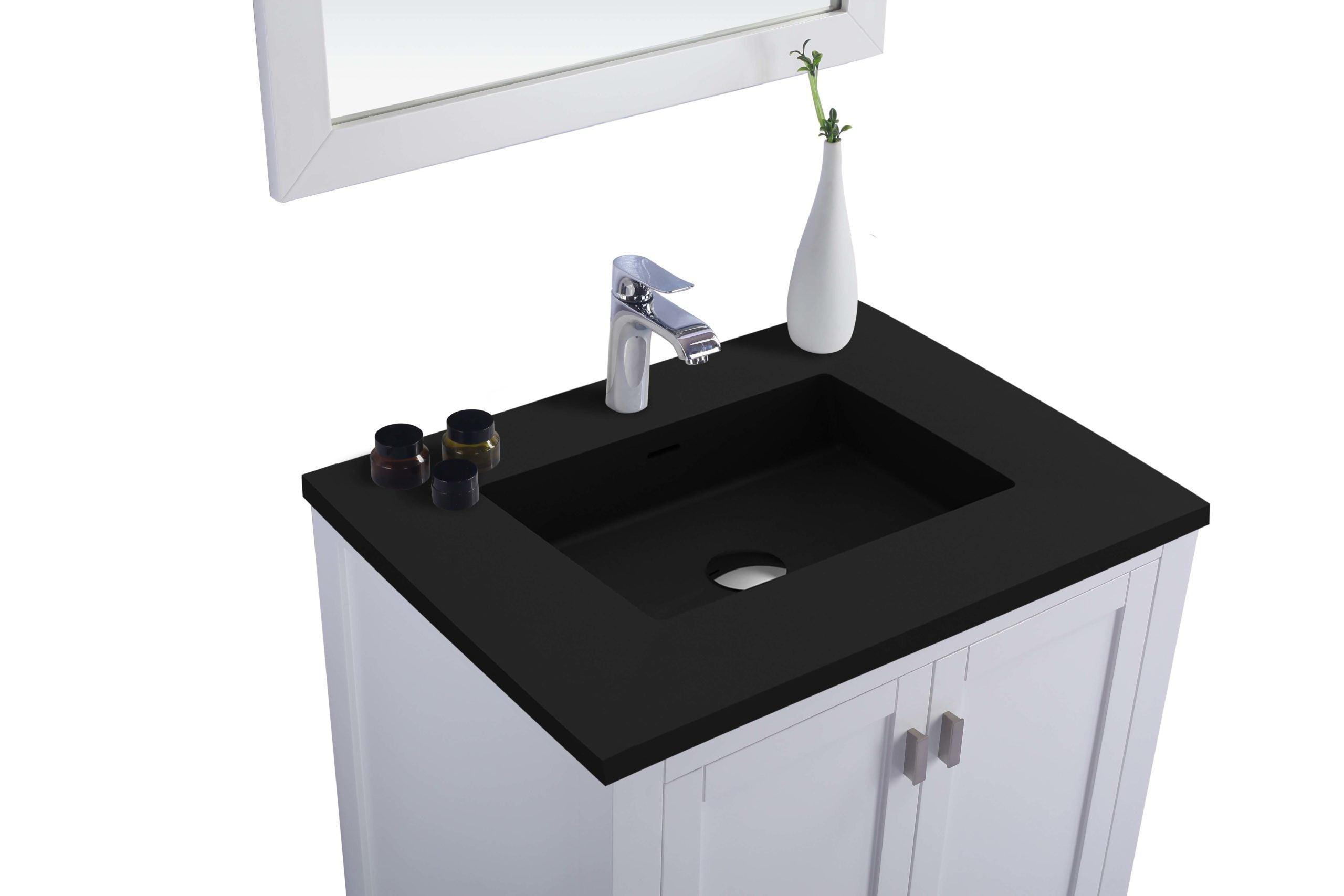 Wilson White Bath Vanity Matte Black  313ANG-30W-MB 30" up