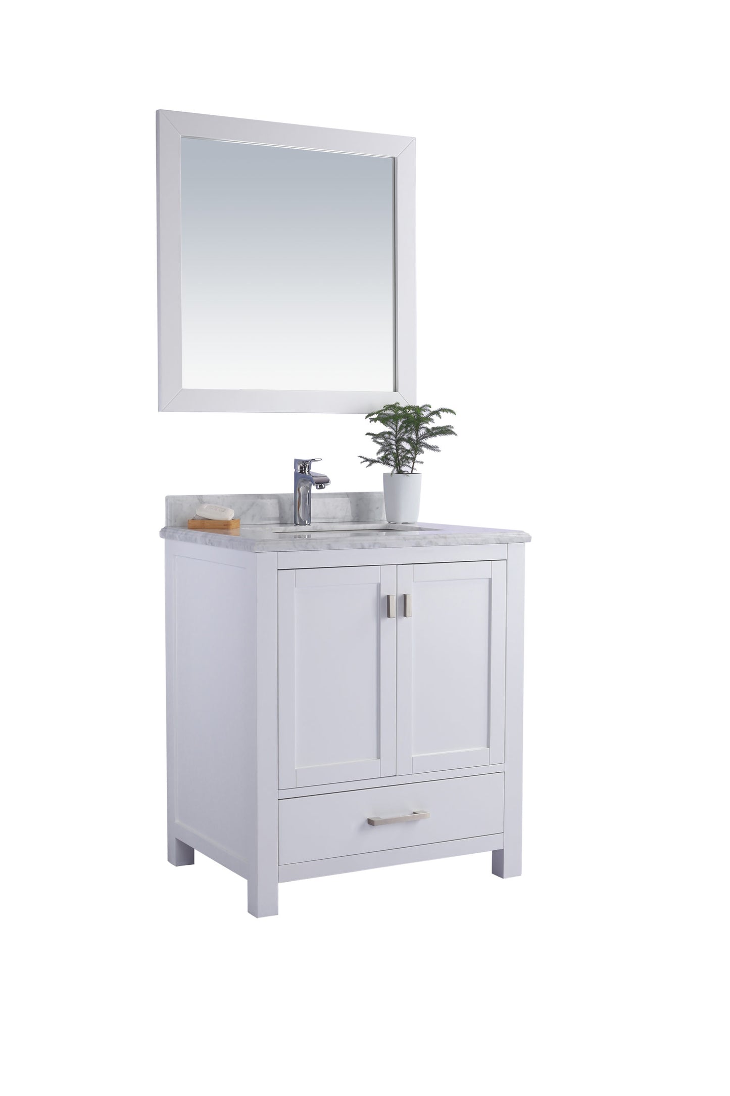 Wilson White Bath Vanity White Carrara 313ANG-30W-WC 30" side