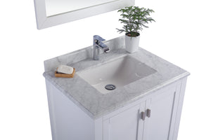 Wilson White Bath Vanity White Carrara 313ANG-30W-WC 30" up