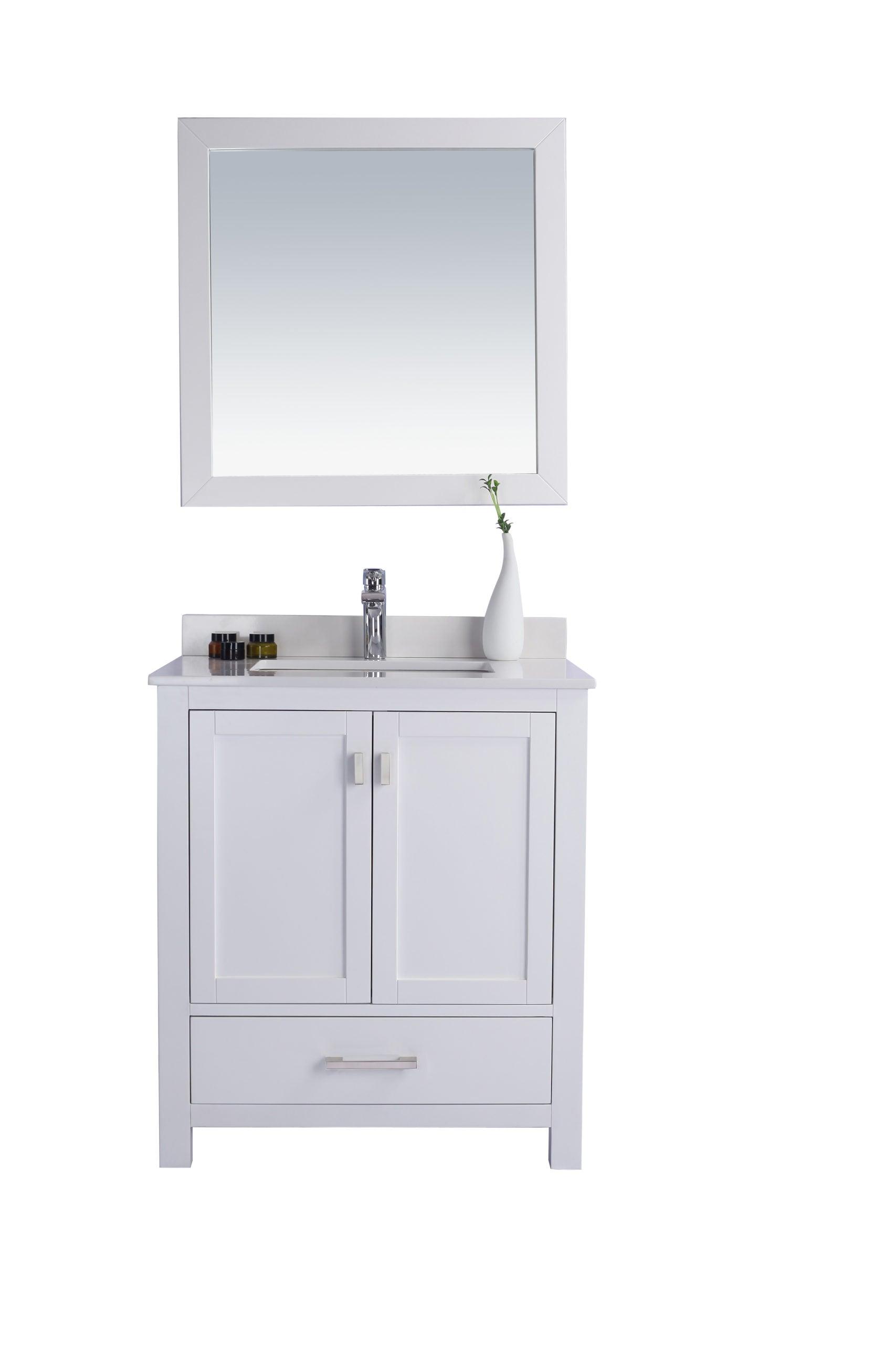 Wilson White Bath Vanity White Quartz top 313ANG-30W-WQ 30"