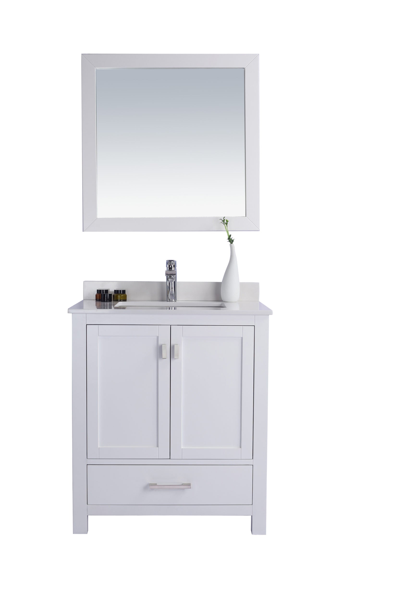 Wilson White Bath Vanity White Quartz top 313ANG-30W-WQ 30"