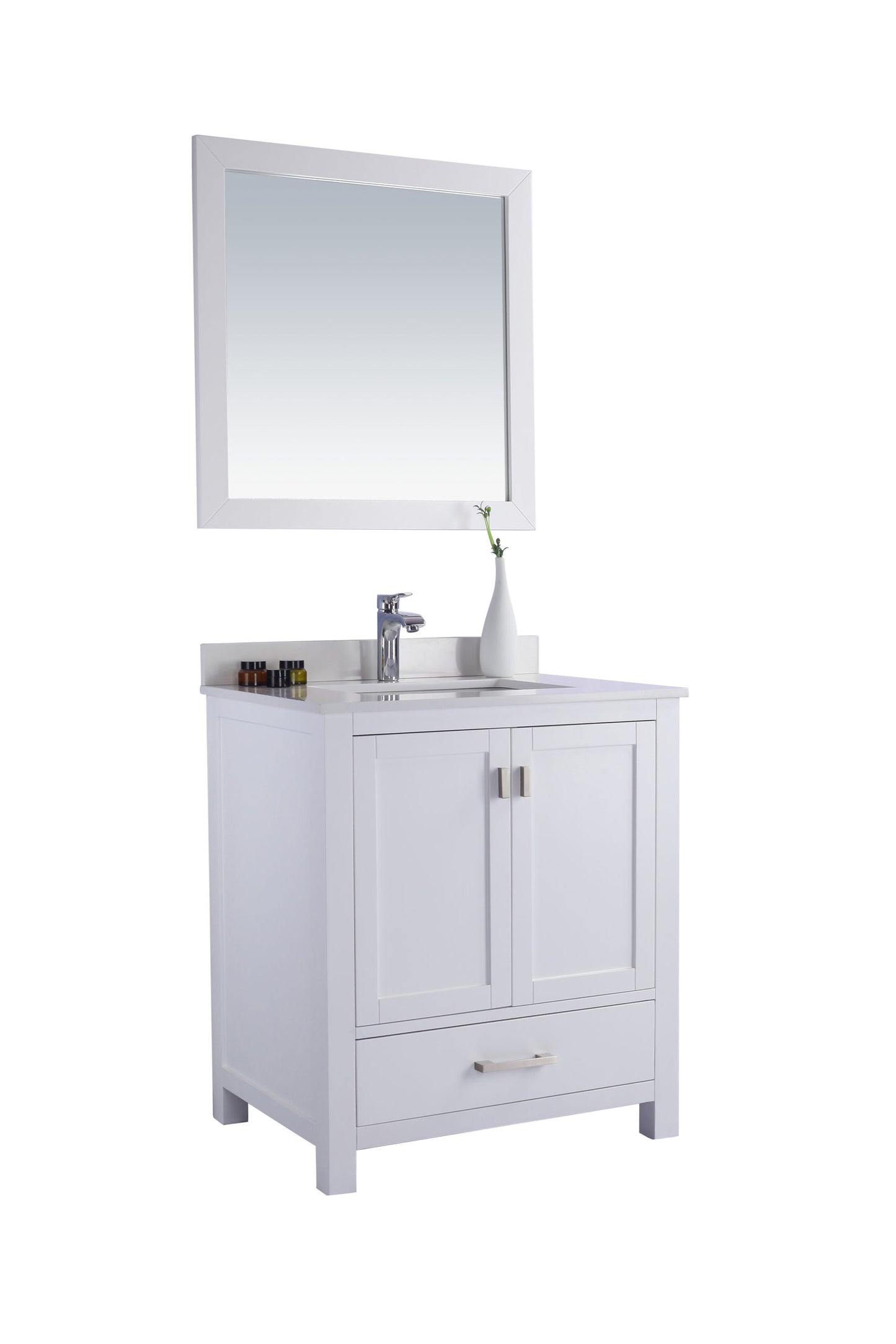 Wilson White Bath Vanity White Quartz top 313ANG-30W-WQ 30" side