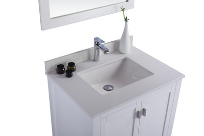 Wilson White Bath Vanity White Quartz top 313ANG-30W-WQ 30" up