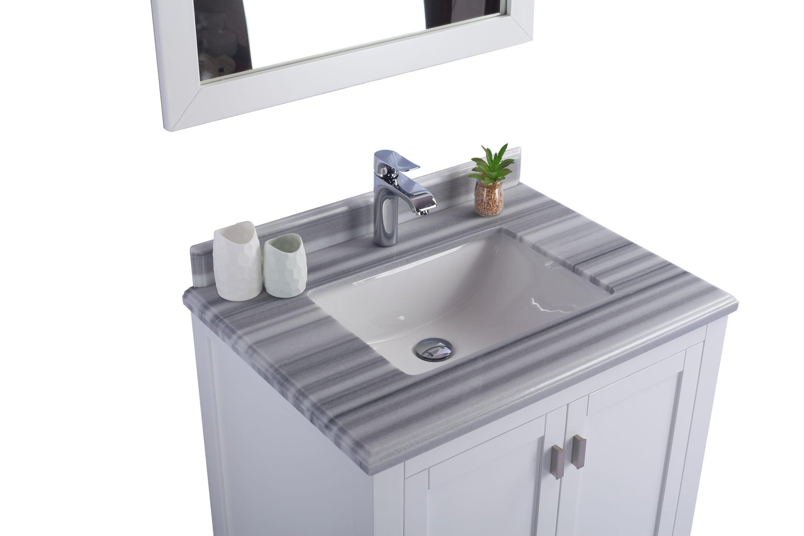Wilson White Bath Vanity White Quartz top 313ANG-30W-WS 30" up