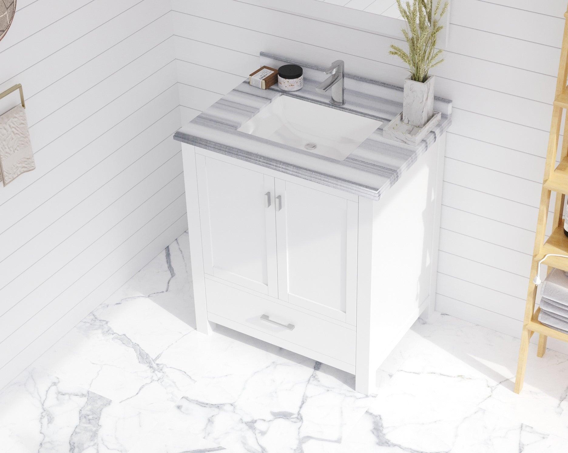 Wilson 313ANG-W-WS White Bath Vanity White Quartz top 24"/30"/36"/48"