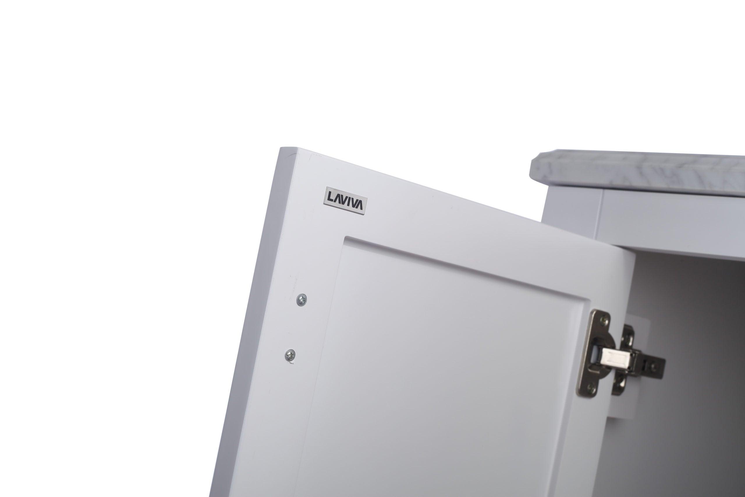 Laviva Wilson 313ANG-W White Bathroom Cabinet, 24", 30", 36", 42", 48"