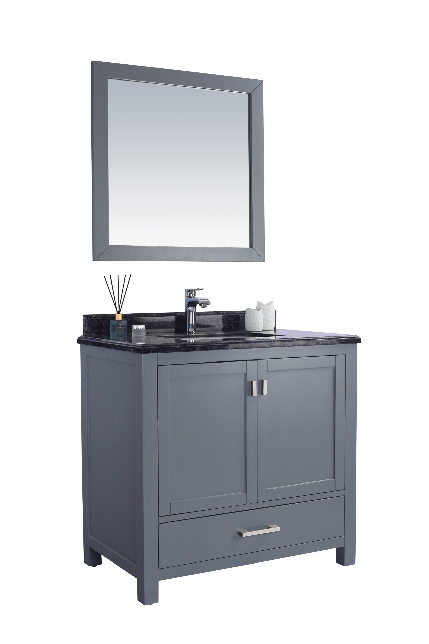 Wilson 313ANG-36G-BW Grey Bath Vanity, Black Marble Top, 36" side