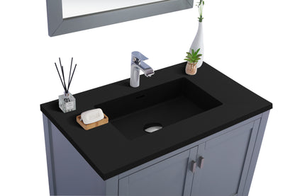 Laviva Wilson, Grey Bath Vanity Matte Black Stone 36" 313ANG-36G-MB up