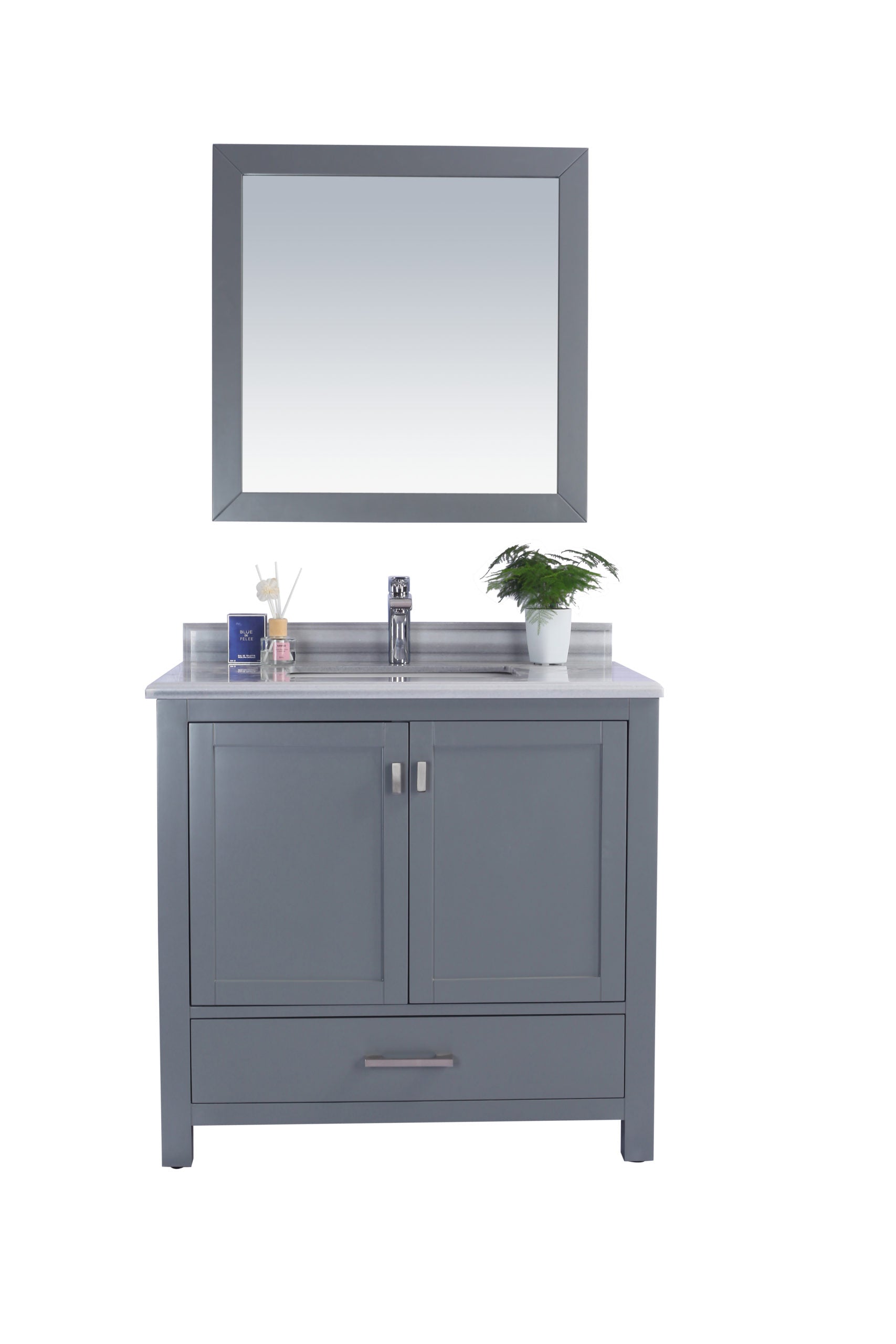 Wilson Grey Bath Vanity White Stripes Top 313ANG-36G-WS 36"