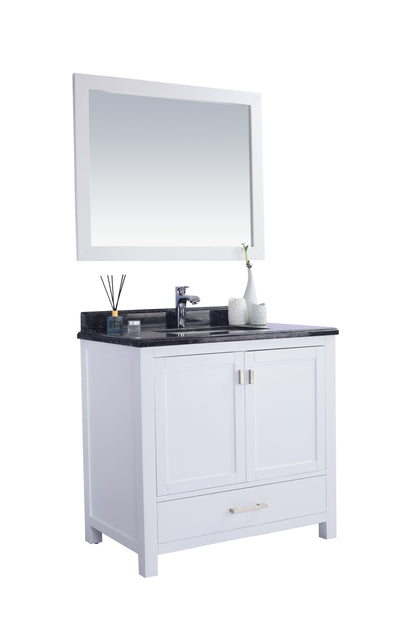 Wilson White Bath Vanity Black Marble Top 313ANG-36W-BW 36" side