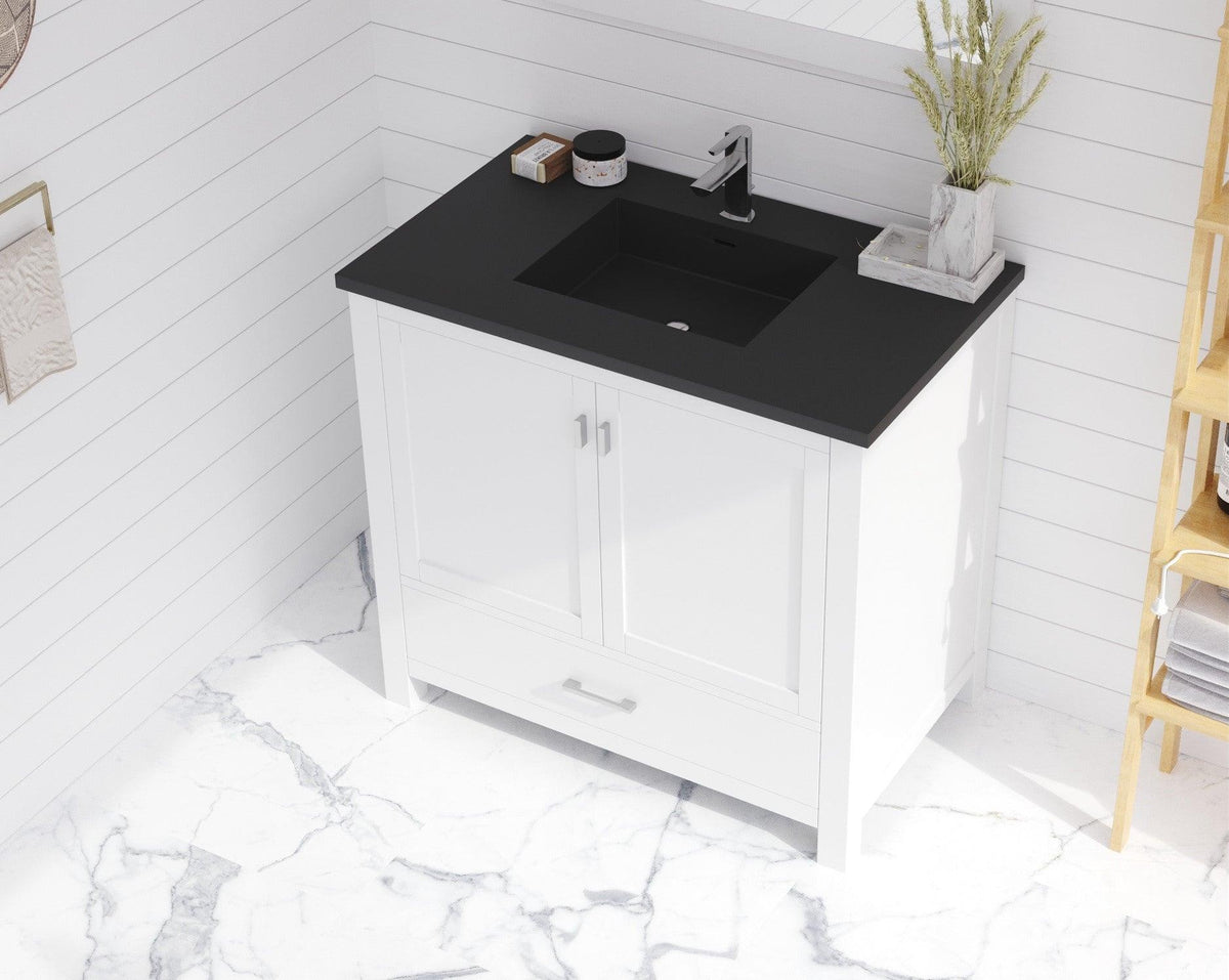 Wilson White Bath Vanity Matte Black  313ANG-36W-MB 36" up