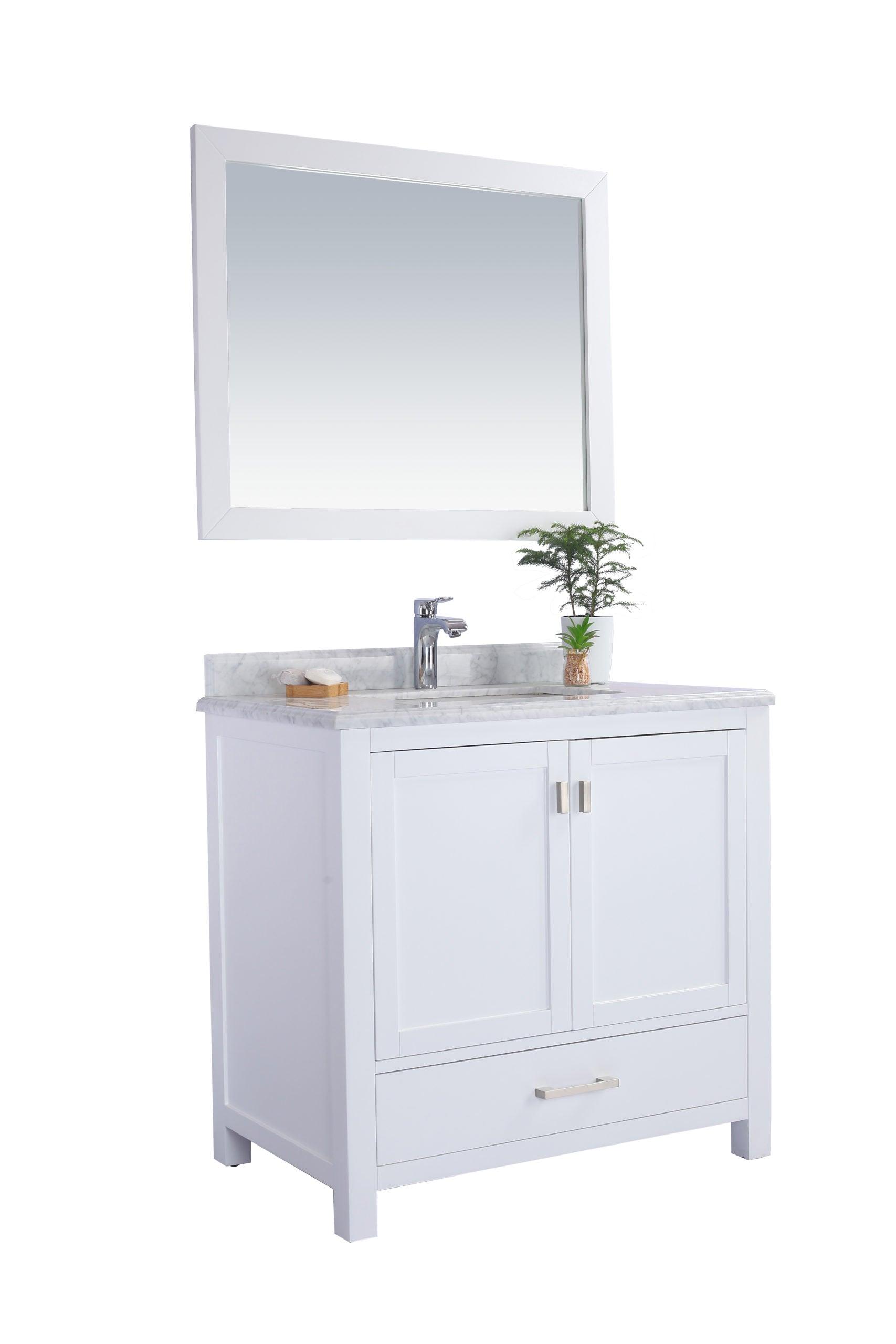 Wilson White Bath Vanity White Carrara 313ANG-36W-WC 36" side