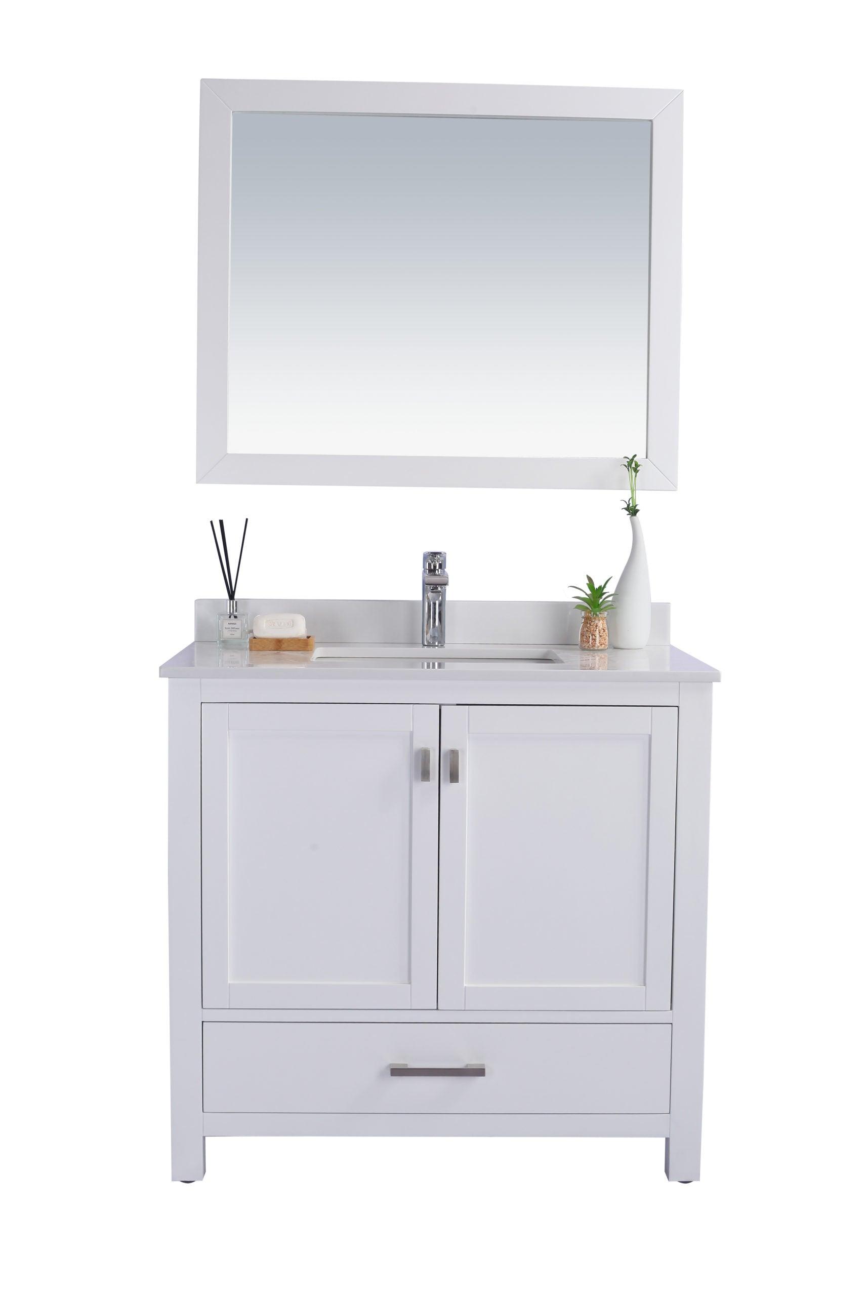 Wilson White Bath Vanity White Quartz top 313ANG-36W-WQ 36"
