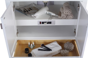 Laviva Wilson 313ANG-36W White Bathroom Cabinet, 36" open