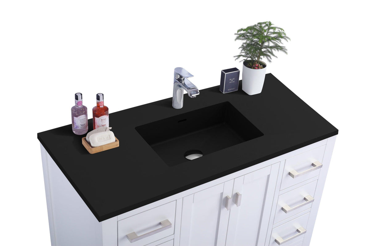 Wilson White Bath Vanity Matte Black 313ANG-42W-MB 42" up