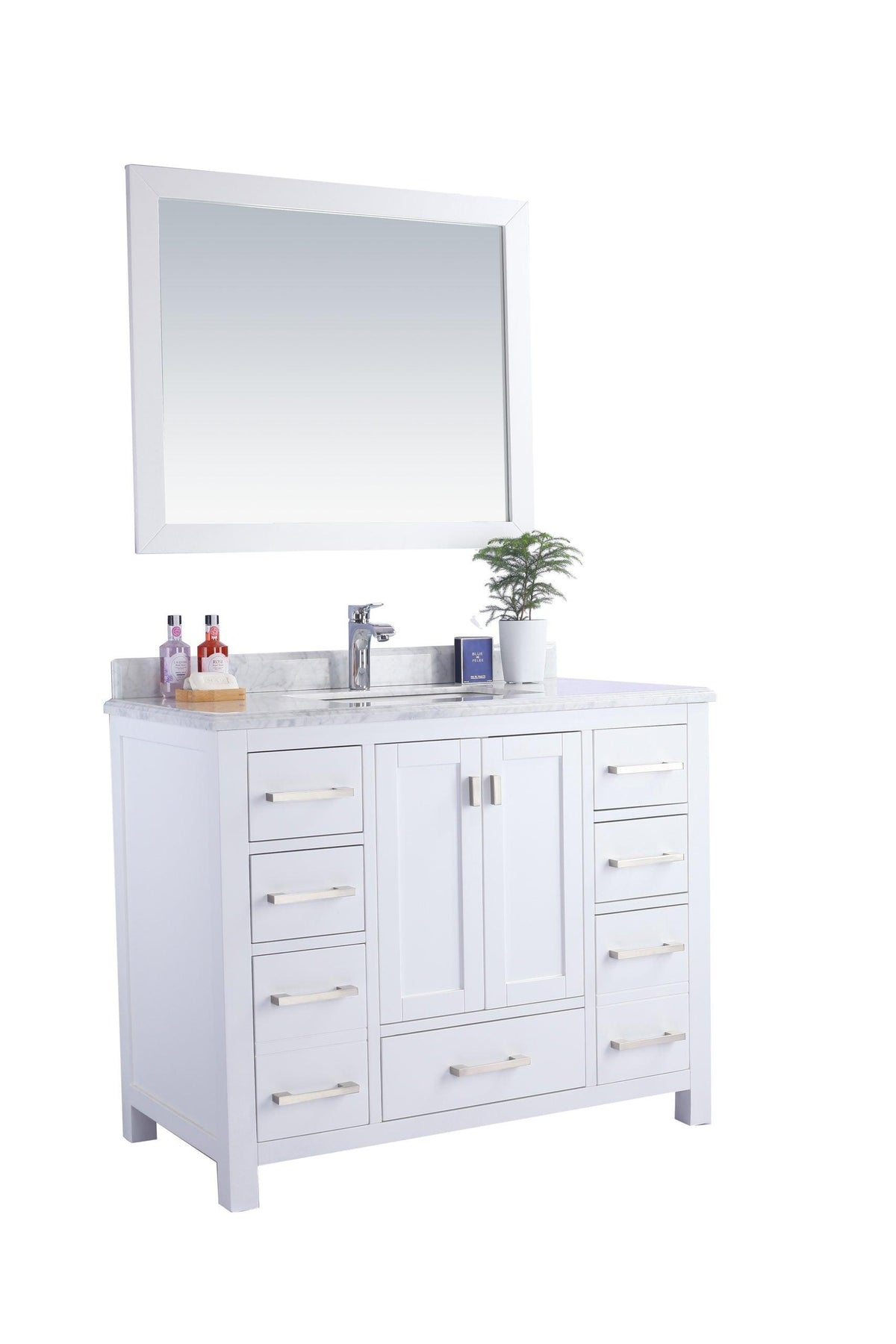 Wilson White Bath Vanity White Carrara 313ANG-42W-WC 42" side