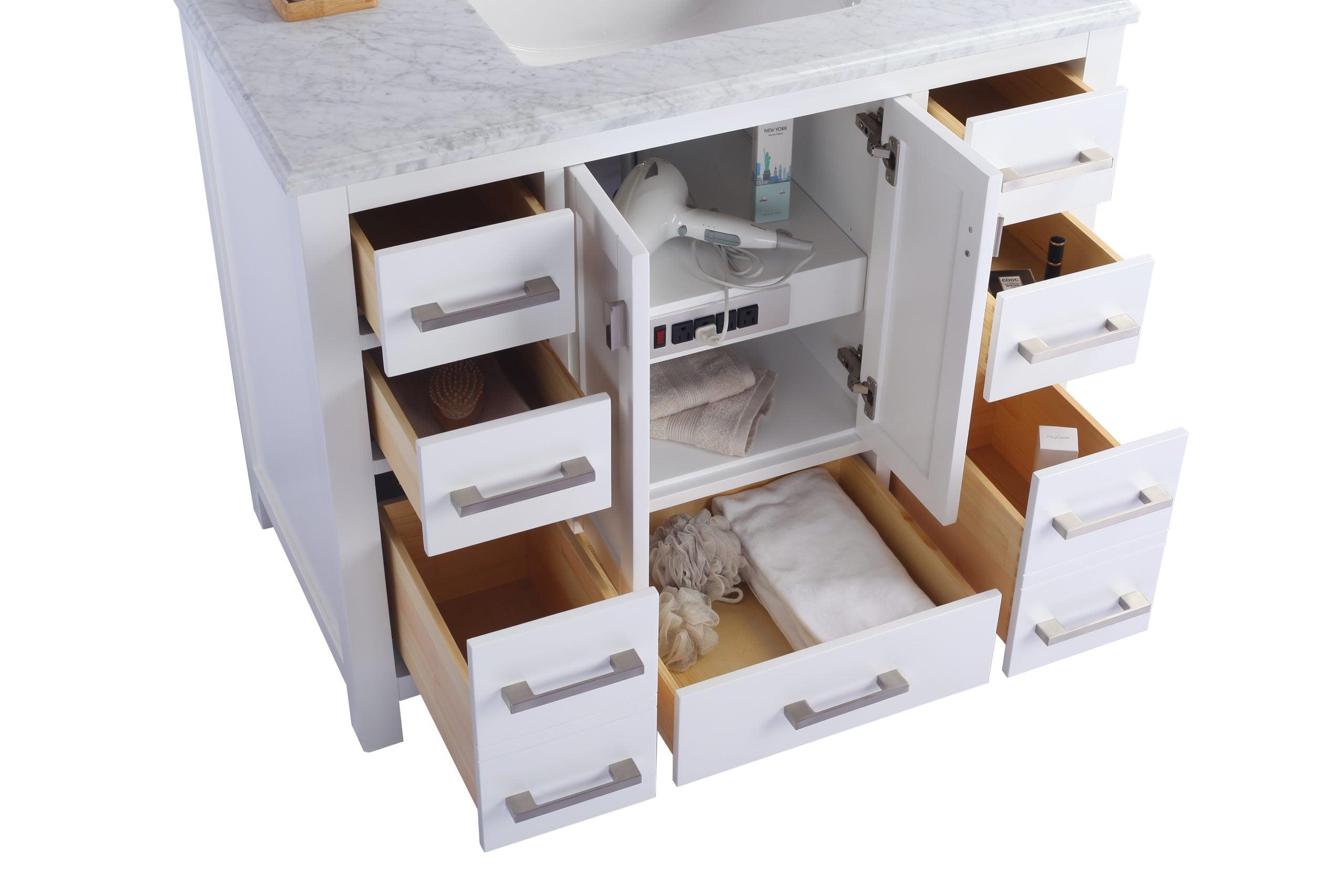 Wilson White Bath Vanity White Carrara 313ANG-42W-WC 42" drawers