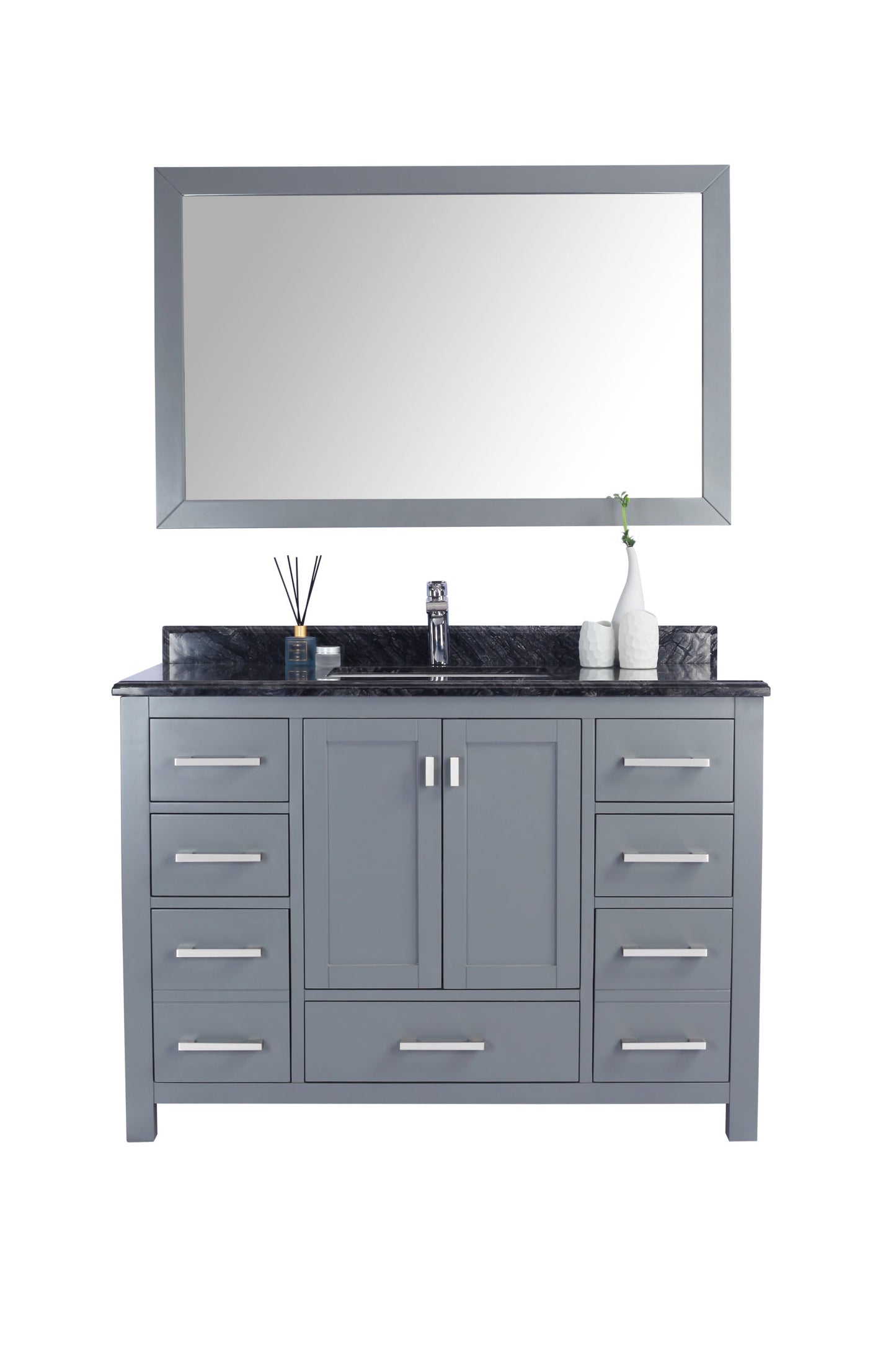 Wilson 313ANG-48G-BW Grey Bath Vanity, Black Marble Top, 48" front