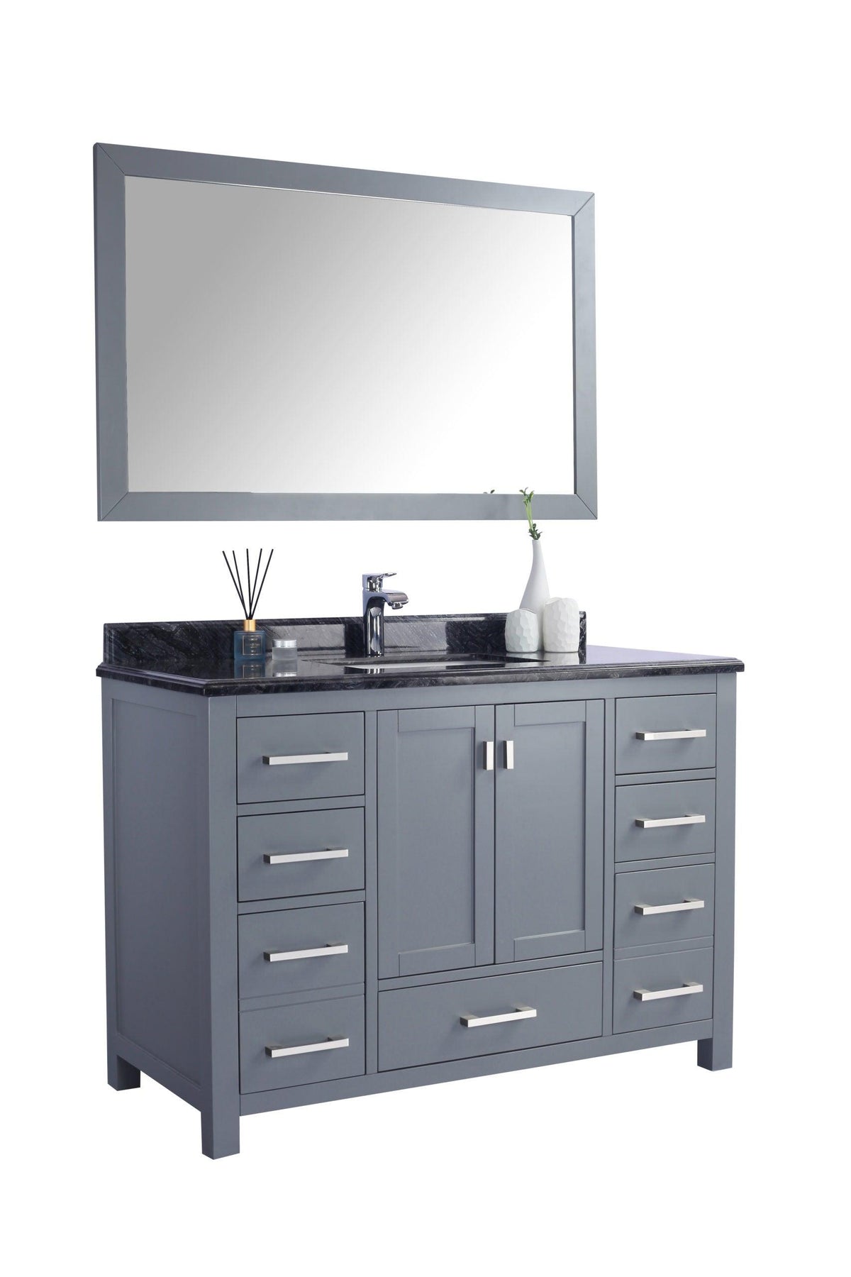 Wilson 313ANG-48G-BW Grey Bath Vanity, Black Marble Top, 48" side
