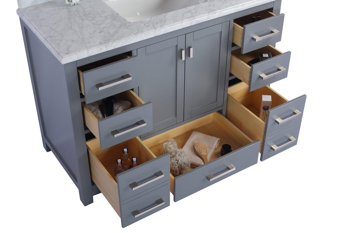 Wilson 313ANG-48G-BW Grey Bath Vanity, Black Marble Top, 48" open