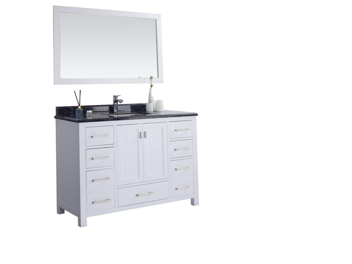 Wilson White Bath Vanity Black Marble Top 313ANG-48W-BW 48" side
