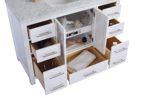 Wilson White Bath Vanity White Carrara 313ANG-48W-WC 48" drawers