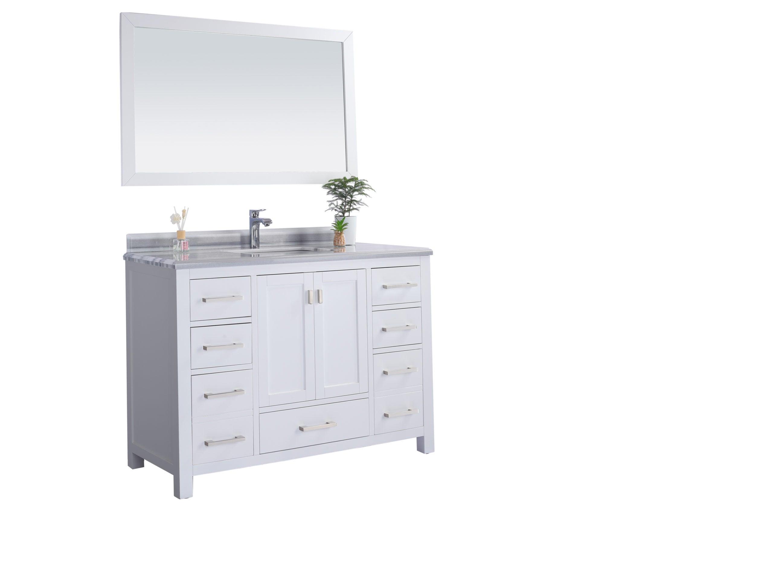 Wilson White Bath Vanity White Quartz top 313ANG-48W-WS 48" side